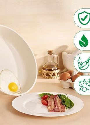 JUST PERFECTO Induction Pots Set - Pan Set with Lid - Induction Pots Set - Pots & Pans Set without PTFE and PFOA - Cookware Pot Set Induction 21 Pcs (Beige)