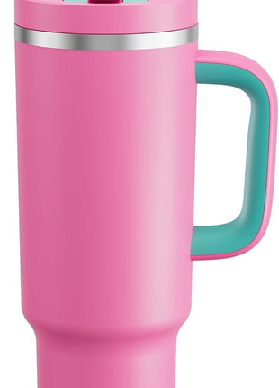 ENCOOL 40 oz Tumbler with Handle and Straw: Stainless Steel Insulated Tumbler Keeps Cold for 24 Hours, Leakproof Travel Cup Fits in Cup Holder and BPA-Free,Light Crimson