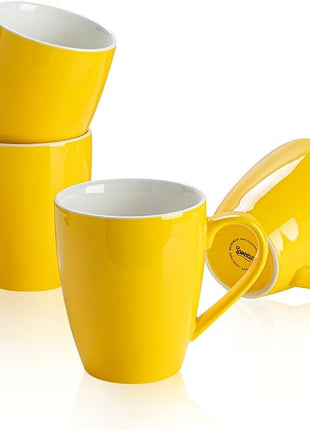 Sweese Porcelain Coffee Mugs - 16 Ounce (Top to the Rim) for Coffee, Latte, Tea, Cocoa, Set of 4, Yellow