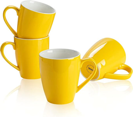 Sweese Porcelain Coffee Mugs - 16 Ounce (Top to the Rim) for Coffee, Latte, Tea, Cocoa, Set of 4, Yellow