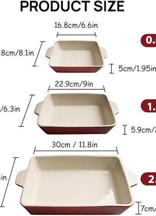 Sweejar Ceramic Bakeware Set, Rectangular Baking Dish for Oven Lasagna Pans for Cooking, Kitchen, Cake Dinner, Banquet and Daily Use, 11.8 x 7.8 x 2.75 Inches of Baking Pans (Red)