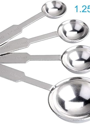 4Pcs Measuring Spoons Set, Premium Stainless Steel Metal Spoon Set, Tablespoon and Teaspoon, for Accurate Measure Liquid or Dry Ingredients, for Cooking Baking, Dishwasher Safety