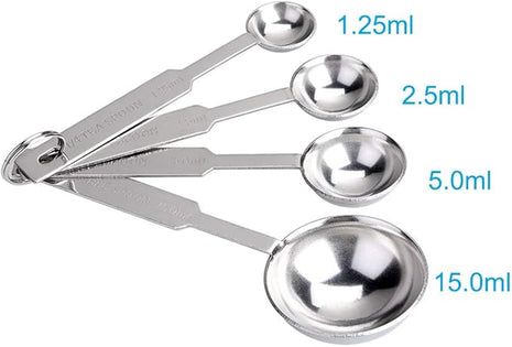 4Pcs Measuring Spoons Set, Premium Stainless Steel Metal Spoon Set, Tablespoon and Teaspoon, for Accurate Measure Liquid or Dry Ingredients, for Cooking Baking, Dishwasher Safety