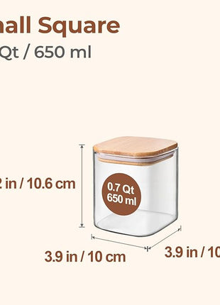 ComSaf 0.7 Qt Glass Food Storage Jars Set of 4, Clear Glass Storage Containers with Lids, Pantry Organization Jar, Spice Jar, Blooming Tea, Coffee and Sugar Container, Small Canister Set for Kitchen