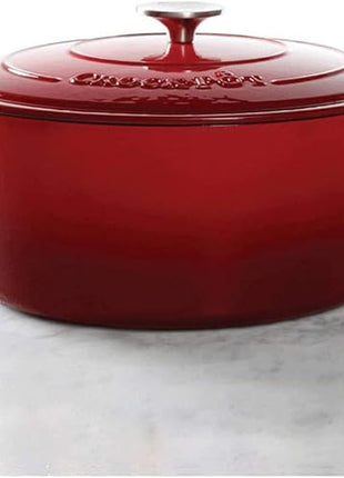 Crock-Pot Artisan Oval Enameled Cast Iron Dutch Oven, 7-Quart, Scarlet Red