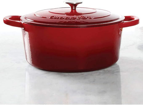 Crock-Pot Artisan Oval Enameled Cast Iron Dutch Oven, 7-Quart, Scarlet Red