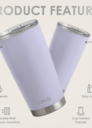 SANDJEST Blue Tumbler 20oz Stainless Steel Double Wall Vacuum Insulated, Travel Coffee Cup, Gifts for Men Women Birthday Christmas