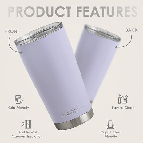 SANDJEST Blue Tumbler 20oz Stainless Steel Double Wall Vacuum Insulated, Travel Coffee Cup, Gifts for Men Women Birthday Christmas