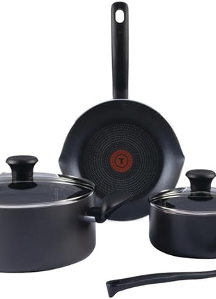 T-fal Initiatives Nonstick Cookware Set 6 Piece Oven Safe 350F Cookware, Pots and Pans, Oven, Broil, Dishwasher Safe Gray