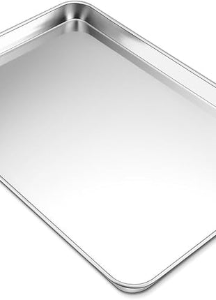P&P CHEF 19.6 Inch Baking Cookie Sheet, Oven Pan Tray Stainless Steel Sheet Pan for Kitchen, Oven Bakeware for Multi Uses, Shiny Look & Dishwasher Safe, Healthy & Heavy Duty, 1Pc