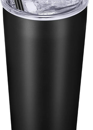 VEGOND 20oz Tumbler Bulk with Lid and Straw 1 Pack, Stainless Steel Vacuum Insulated Tumbler, Double Wall Coffee Cup Travel Mug, Black