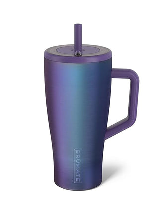 BrüMate Era 30 oz Tumbler with Handle and Straw | 100% Leakproof Insulated Water Bottle Tumbler with Lid and Flexible SoftSip Straw | Made of Stainless Steel | Cup Holder Friendly | 30oz (Dark Aura)