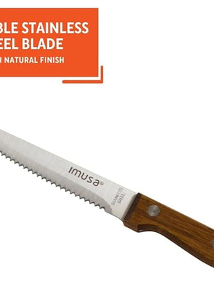 IMUSA 4pc Stainless Steel Steak Knife Set with Wood Handle