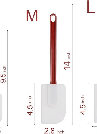 Silicone High Heat Spatula Set, 3pc (9.5/14/16Inches) - Commercial Rubber Spatula for Cooking