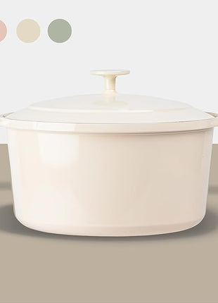 Gotham Steel 5 Qt Dutch Oven Pot with Lid, Nonstick Ceramic Dutch Oven Stock Pot, 10 in 1 Cooking Pots & Dutch Ovens for Bread Baking, Lightweight Oven & Dishwasher Safe – Cream