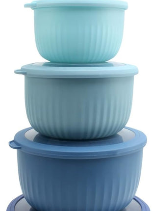 COOK WITH COLOR Prep Bowls with Lids- Wide and Deep Nesting Plastic Small Mixing Bowl Set with Lids, 12 Piece Set - Deep Bowls, Blue