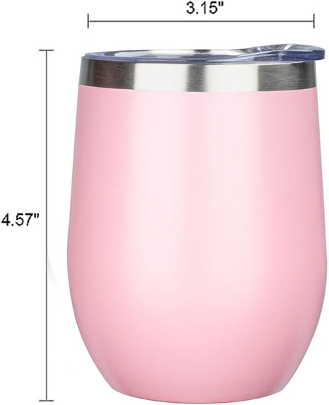 12 Oz Insulated Wine Tumbler with Lid Double Wall Vacuum Stainless Steel Wine Glass Coffee Mug Insulated Tumbler Cup for Champaign, Cocktail, Beer (Mixed, 6 Pack)