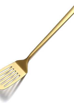 Gold Spatulas, Berglander Slotted Turner Titanium Gold Plating, Metal Turner For Cooking, Kitchen Barbecue Spatulas, Dishwasher Safe, Easy to Clean