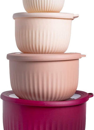 COOK WITH COLOR Prep Bowls with Lids- Wide and Deep Nesting Plastic Small Mixing Bowl Set with Lids, 8 Piece Set - Deep Bowls, Rose