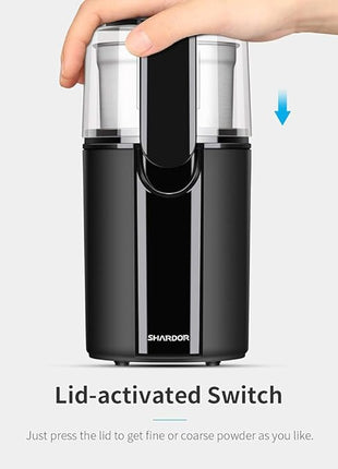 SHARDOR Coffee Grinder Electric, Coffee Bean Electric, Herb, Nut Grain Grinder with 1 Removable Stainless Steel Bowl, Black