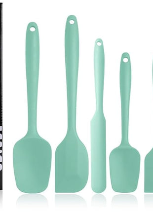 Silicone Spatulas Set, Rubber Spoon Spatula Heat Resistant Spoonula One Piece Design Seamless Spatula Non-Stick Scrapers Baking Mixing Tool (Light Green)