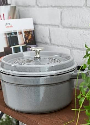 Staub 1003926 Cast Iron Roaster/Cocotte, Round 28 cm, 6.7 L, Graphite Grey