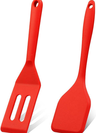 Dazzhues Mini Silicone Brownie Serving Spatula Set Flexible Non Stick Serve Turner Heat Resistant Cooking Spatula for Flip Eggs Crepe Steak Pizza Kitchen Utensil (Red)