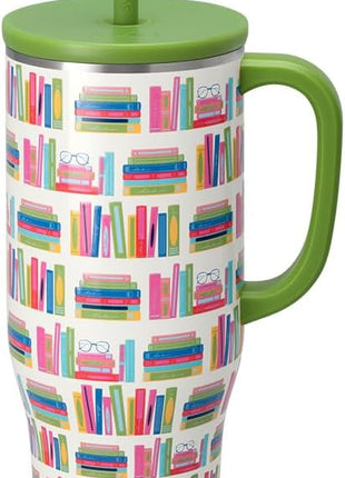 Swig Life 40oz Mega Mug, 40oz Teacher Tumbler with Handle and Straw, Extra Large Insulated Tumblers, Cup Holder Friendly Travel Mug, Teacher Gift (Book Club)