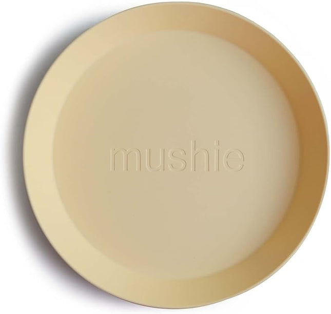 mushie Round Dinnerware Plates for Kids | Made in Denmark, Set of 2 (Daffodil)