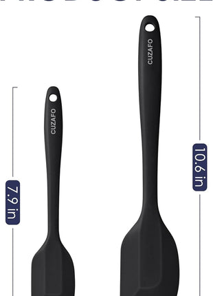 Heat Resistant 600℉ Silicone Spatula, BPA Free Mixing Spatulas set Dishwasher Safe for Nonstick Cookware, Black