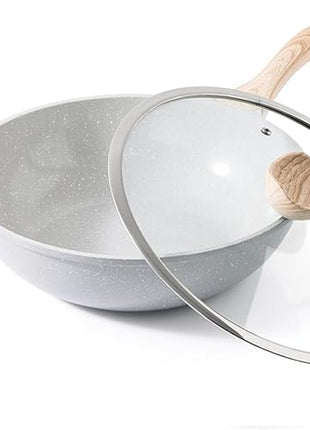 Kordisen Ceramic Wok Pan, 12 Inch Nonstick Wok with Lid, Healthy Non Toxic Woks & Stir-fry Pans for Cooking, Induction Cookware, PFOA & PFAS Free