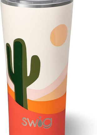 Swig Life 22oz Insulated Tumbler, Travel Coffee Tumbler with Lid, Cup Holder Friendly Travel Coffee Mug, Stainless Steel (Boho Desert)