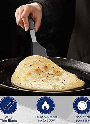 Silicone Spatulas, Offset Spatulas, Waterproof Mixer GEEKHOM 600F Heat Resistant Extra Large and Wide Flexible Spatulas Rubber Turners,1 PACK LONG Kitchen Cooking Utensils Set for Pancake