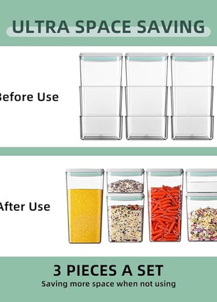 Ankou Airtight Food Storage Container Sets with Lids 6Pcs Pop Containers for Kitchen Pantry Organization BPA-Free Stackable Kitchen Storage Containers for Cereal Flour Sugar (0.5, 1.2, 1.8qt)*2