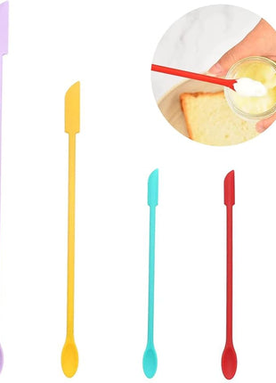 Mini Silicone Spatula Set, Small Rubber Spatula for Makeup, Thin Jar Scraper for Kitchen(4, CANDY COLORS)