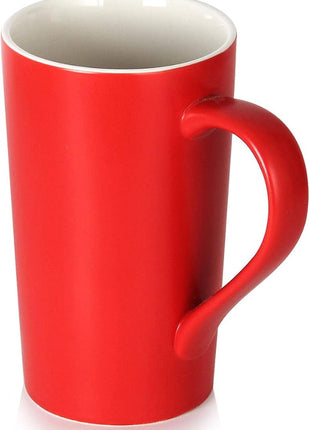 Smilatte 20 oz Large Coffee Mugs, M007 Plain Blank Tall Ceramic Cup with Handle for Dad Men, Set of 4, Red