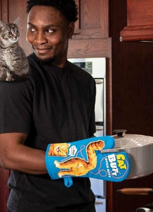 Blue Q Cat Butt Funny Oven Mitts - Cute Oven Mitts, Home Kitchen Gifts, Cooking Accessories, Super-Insulated Quilting, Comfy Natural-Fitting Shape, 100% Cotton, Machine Wash, Size 12.5" L x 7.5" W