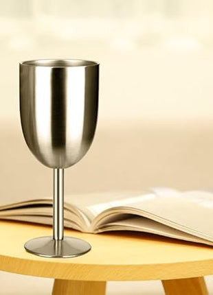 Stainless Steel Wine Glasses(2 Pack).Double Walled Vacuum Insulated Wine Tumbler Cups With Lid and Straw.Friendship,Christmas,Birthday Gifts for Women Men Friends Dad Mom(10oz Stainless steel)