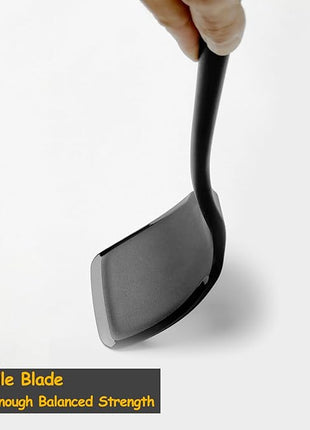 Silicone Spatula Set, 600°F Heat Resistant Silicone Spatula Turner Flipper for Cooking, Non Stick and Non Scratch Kitchen Utensils for Eggs, Burgers, Crepes, 2-Pack Solid Spatulas Set, Black