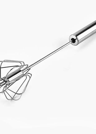 Stainless Steel Egg Whisk, Hand Push Rotary Whisk Blender, Versatile Milk Frother, Hand Push Mixer Stirrer for Blending, Whisking, Beating & Stirring (12in)