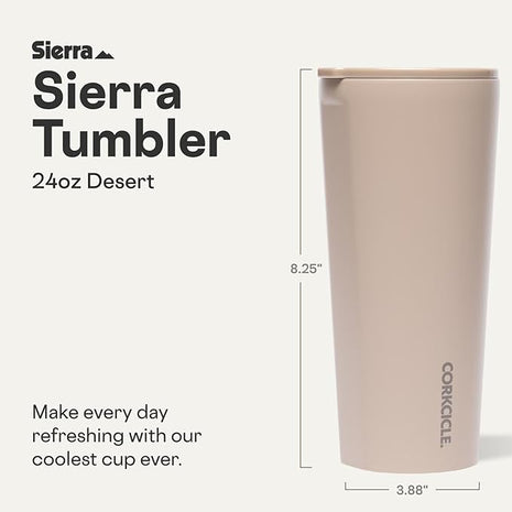 Corkcicle Classic Tumbler - Keeps Drinks Cold for 9 Hours & Hot for 3 - Triple-Insulated Stainless Steel - Holiday Tumbler Gift - 24 oz - Desert