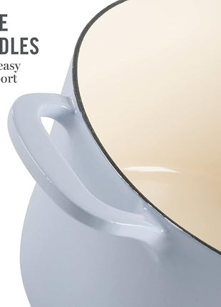 MARTHA STEWART Gatwick 7 QT Enamel Cast Iron Dutch Oven Pot With Lid, Lavender Purple