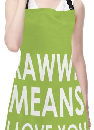 EKOBLA Rawwr Means I Love You In Dinosaur Aprons Funny Cute Phrase Green White Waterproof Resistant Chef Cooking Kitchen BBQ Adjustable Aprons for Women Men 27x31 Inch