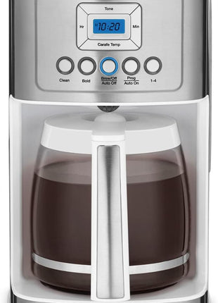 Cuisinart 14-Cup Coffee Maker, Programmable PerfecTemp Glass Carafe Coffee Machine with 1-4 Cup Setting, Brew Strength Control and Brew Pause, Stainless Steel, DCC-3200WNAS, White
