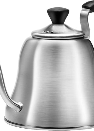Coffee Kettle for Stove Top Premium Gooseneck Kettle, Pour Over Coffee Tea Pot, Stovetop Teapot, Hot Water Heater for Camping, Home & Kitchen, Stainless Steel - Small 28oz, Brushed