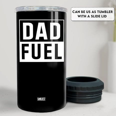 SANDJEST 4-in-1 Tumbler Gifts for Dad from Daughter Son - 12oz Dad Fuel Can Cooler Tumblers Travel Mug Cup - Stainless Steel Insulated Cans Coozie Christmas, Birthday, Father's Day Gift for Daddy