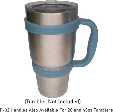 F-32 Handle - 19 Colors - 30oz Size - Compatible with 30 oz YETI and 30 oz. Ozark Trail Tumbler Travel Mug (30OZ, Blue Steel)