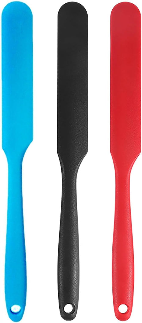 Silicone Skinny Spatula Scraper for Jars - Long Handle Sourdough Spatula (3 Pcs)