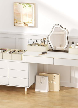 DIMJ Drawer Organizer Clothes, 14 Pack Dresser Organizer, Foldable Closet Organizers and Storage, Fabric Dresser Bins, Drawer Dividers for Nursery, Baby Clothes, Underwears, Sock (White)