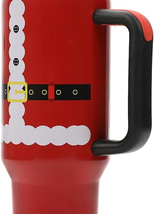 Bioworld Santa Suit Vacuum Insulated 40 Oz. Stainless Steel Tumbler with Reusable Straw & Leak-Proof Lid, Easy Carry Handle for Travel or Home